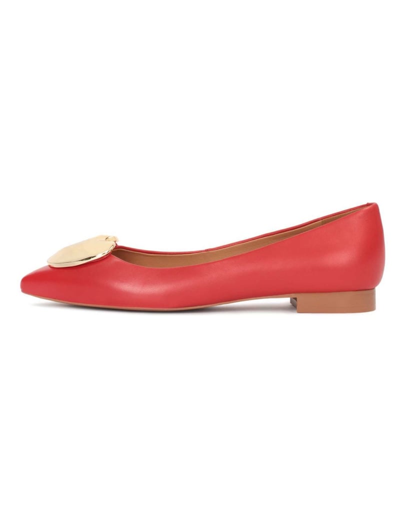 Kazar-Rote-elegante-Ballerinas-mit-Goldverzier