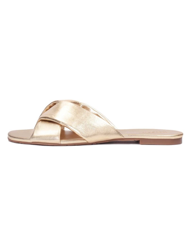 Kazar-Flache-Pantoletten-aus-goldenem-Leder-gold