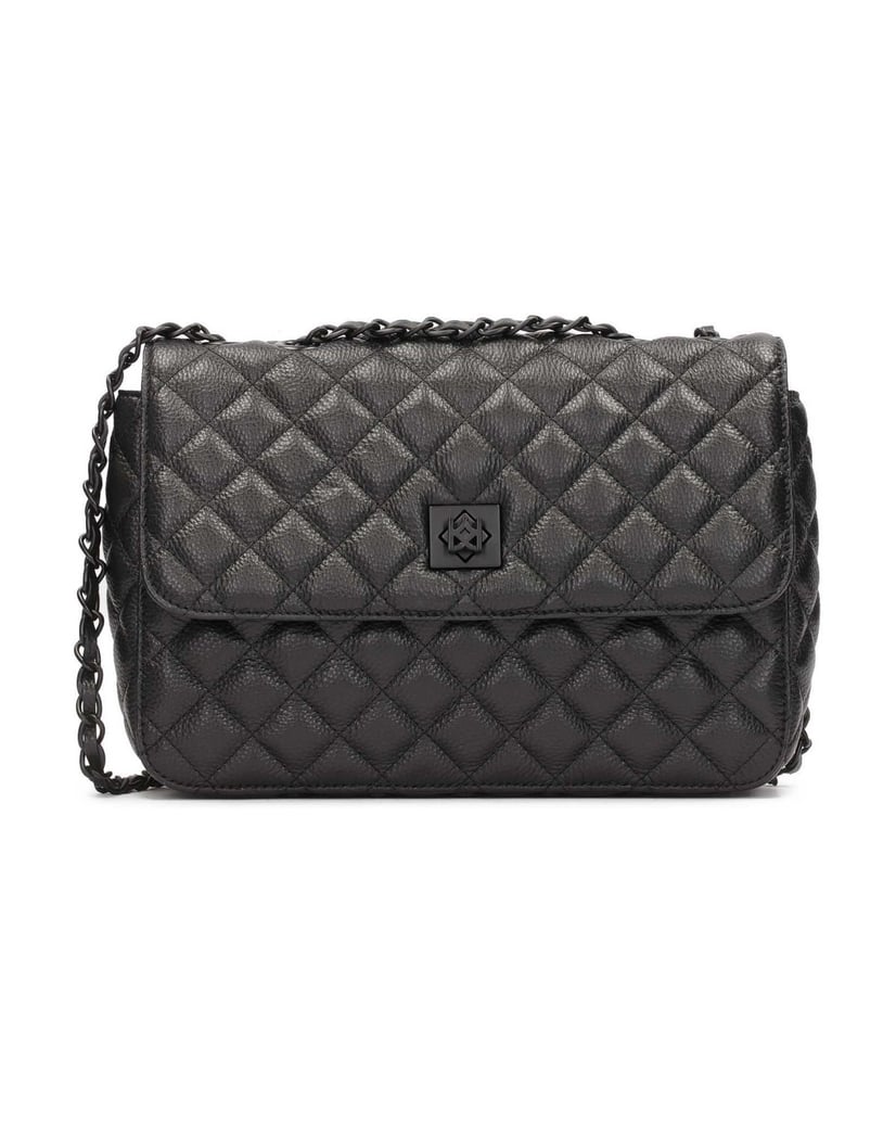 Kazar-Schwarze-Lederhandtasche-mit-gesteppter-länglicher-Form-schwarz