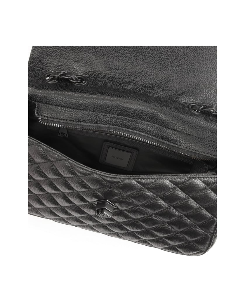 Kazar-Schwarze-Lederhandtasche-mit-gesteppter-länglicher-Form-schwarz