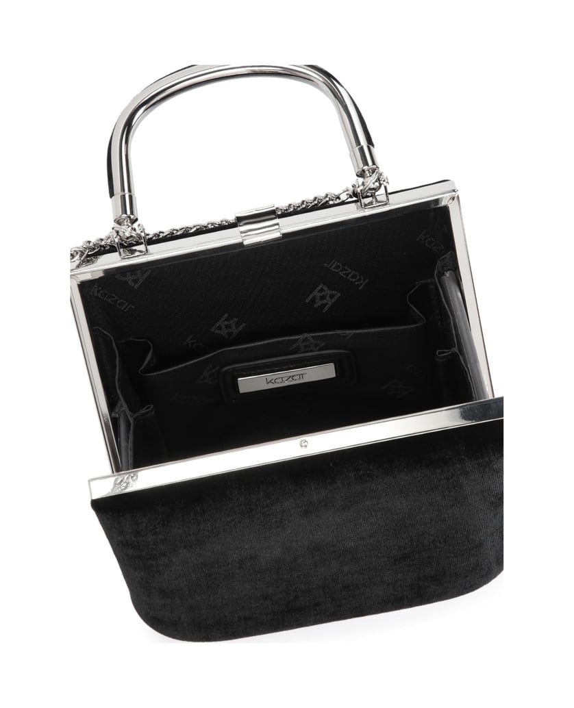 Kazar-Klassische-starre-Abendtasche-mit-Metallgriff-schwarz