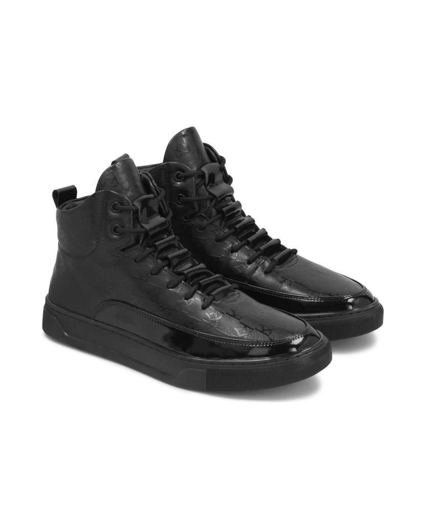 Kazar-Hohe-schwarze-Herren-Sneakers-aus-Nubuk-mit-Monogrammen-schwarz