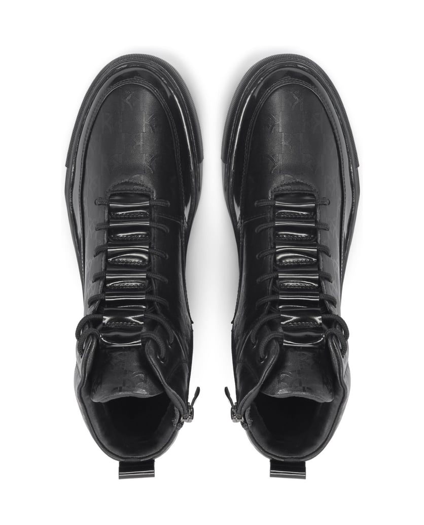 Kazar-Hohe-schwarze-Herren-Sneakers-aus-Nubuk-mit-Monogrammen-schwarz