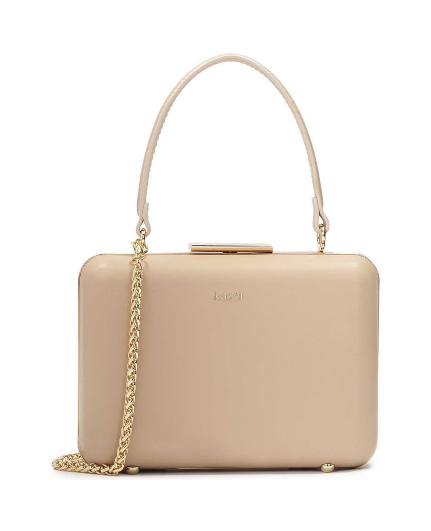 Kazar-Starre,-mit-Leder-überzogene-Tasche-beige