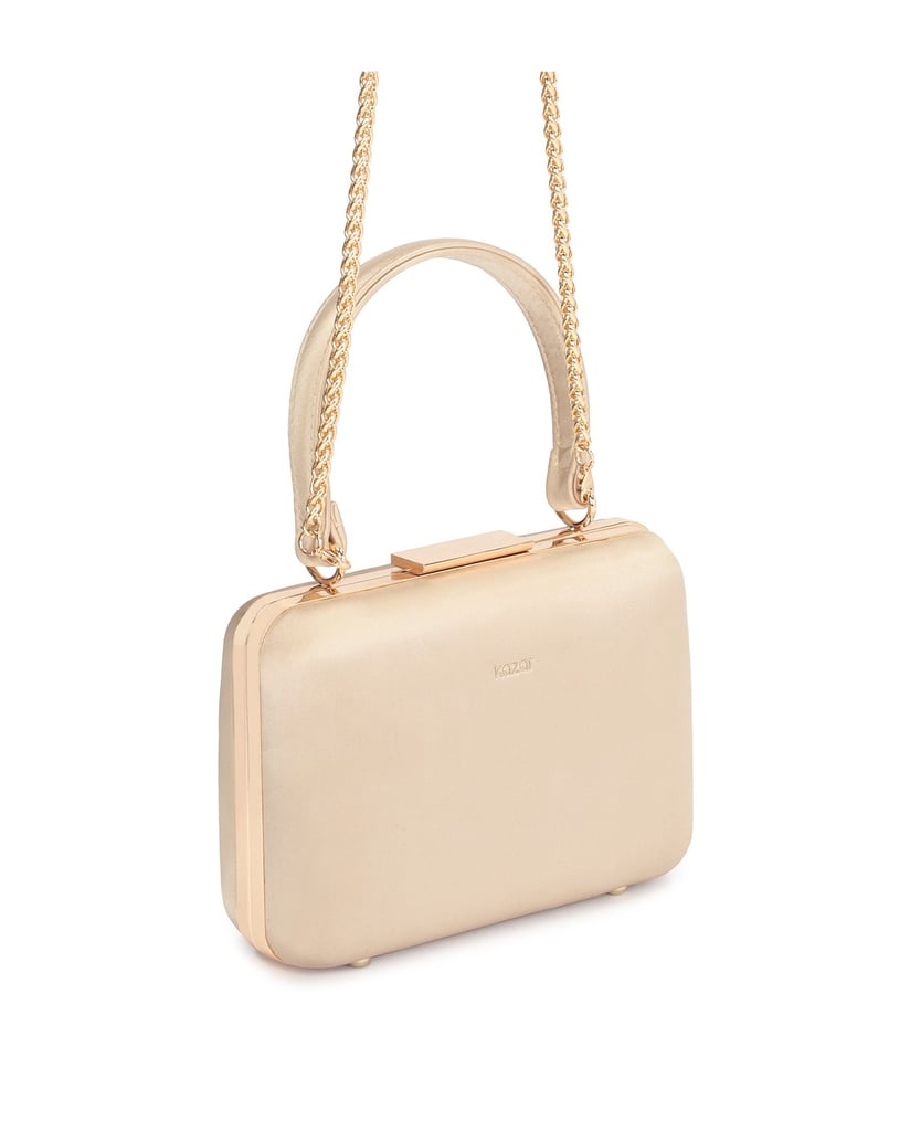 Kazar-Steife-Ledertasche-mit-Henkel-und-Kette-beige