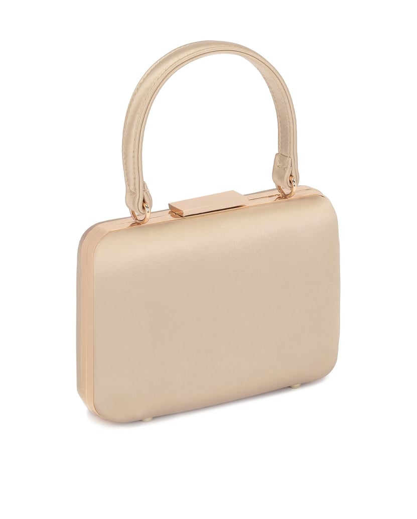Kazar-Steife-Ledertasche-mit-Henkel-und-Kette-beige