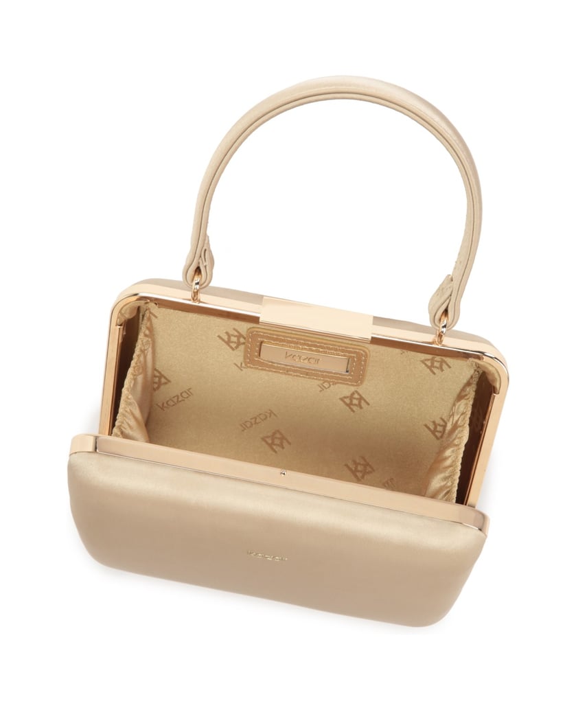 Kazar-Steife-Ledertasche-mit-Henkel-und-Kette-beige