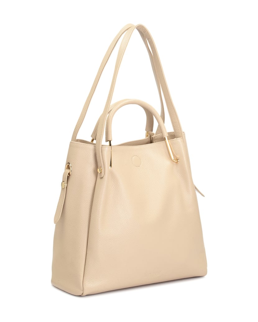 Kazar-Ledertasche-mit-Metallgriffen-beige