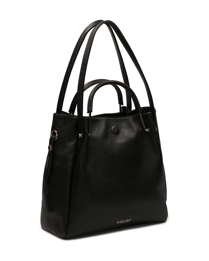Kazar-Geräumige-schwarze-Handtasche-mit-Doppel