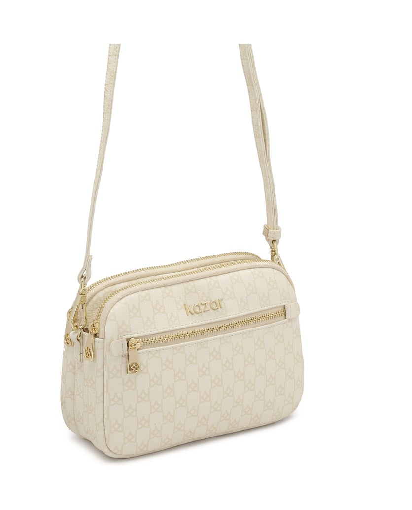 Kazar-Tasche-mit-3-Fächern-und-regulierbarem-Schnürchen-weiss