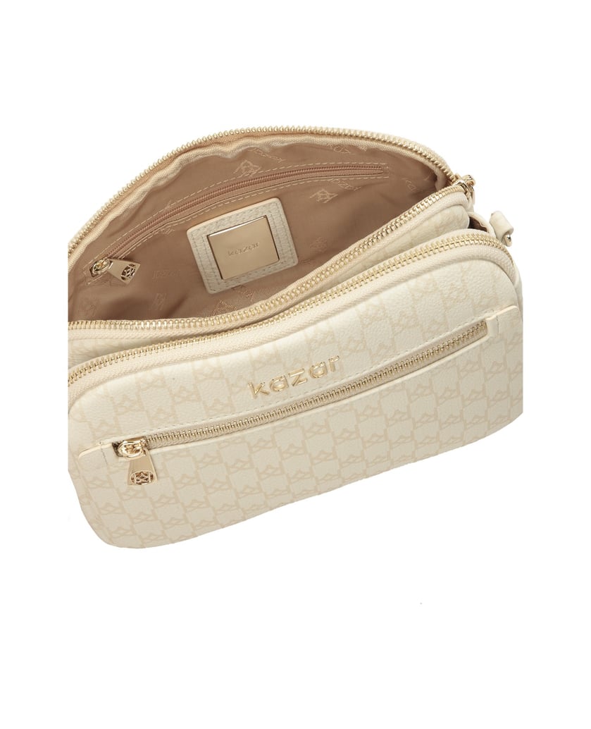 Kazar-Tasche-mit-3-Fächern-und-regulierbarem-Schnürchen-weiss