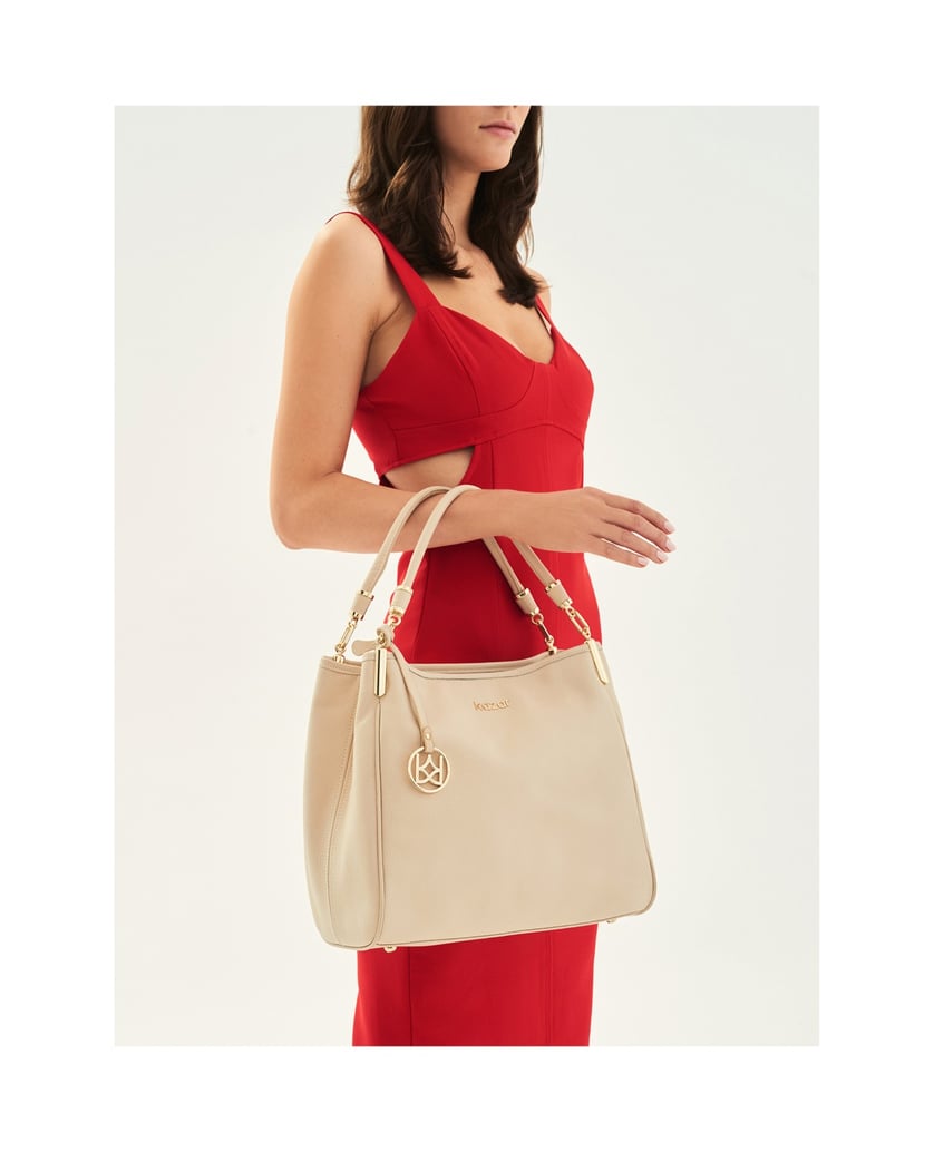 Kazar-Geräumige-Ledertasche-in-neutralem-Beige