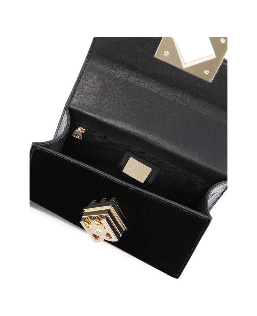 Kazar-Schwarze-Lacktasche-mit-großem-Schloss