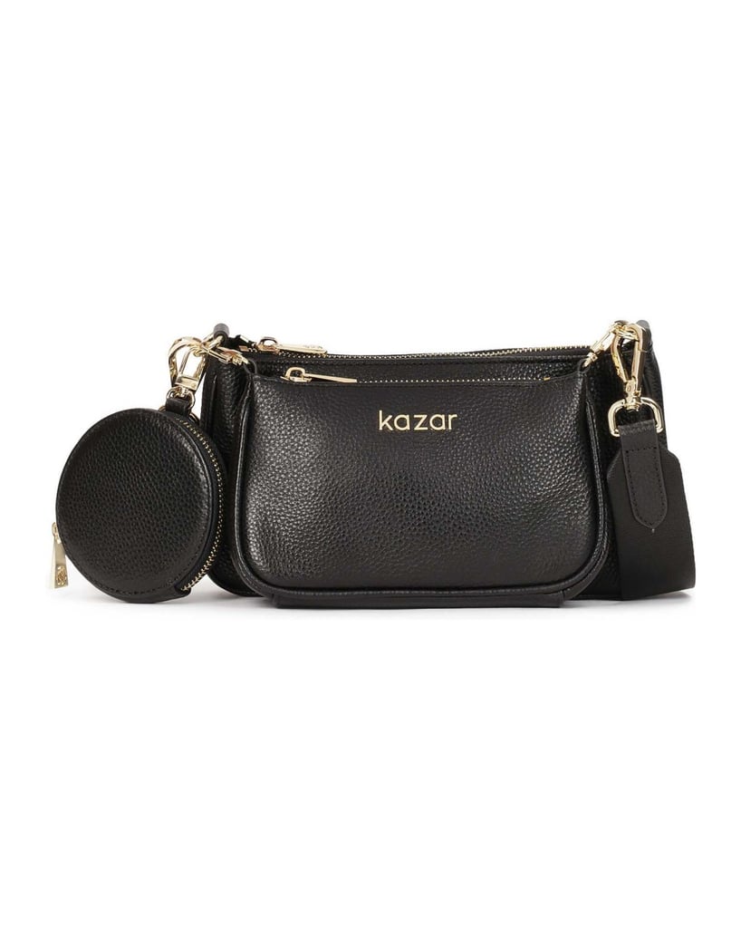 Kazar-Modulare-Lederhandtasche-mit-Textilriemen-schwarz
