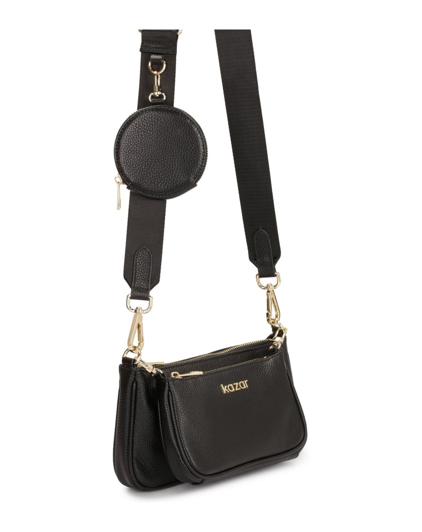 Kazar-Modulare-Lederhandtasche-mit-Textilriemen-schwarz