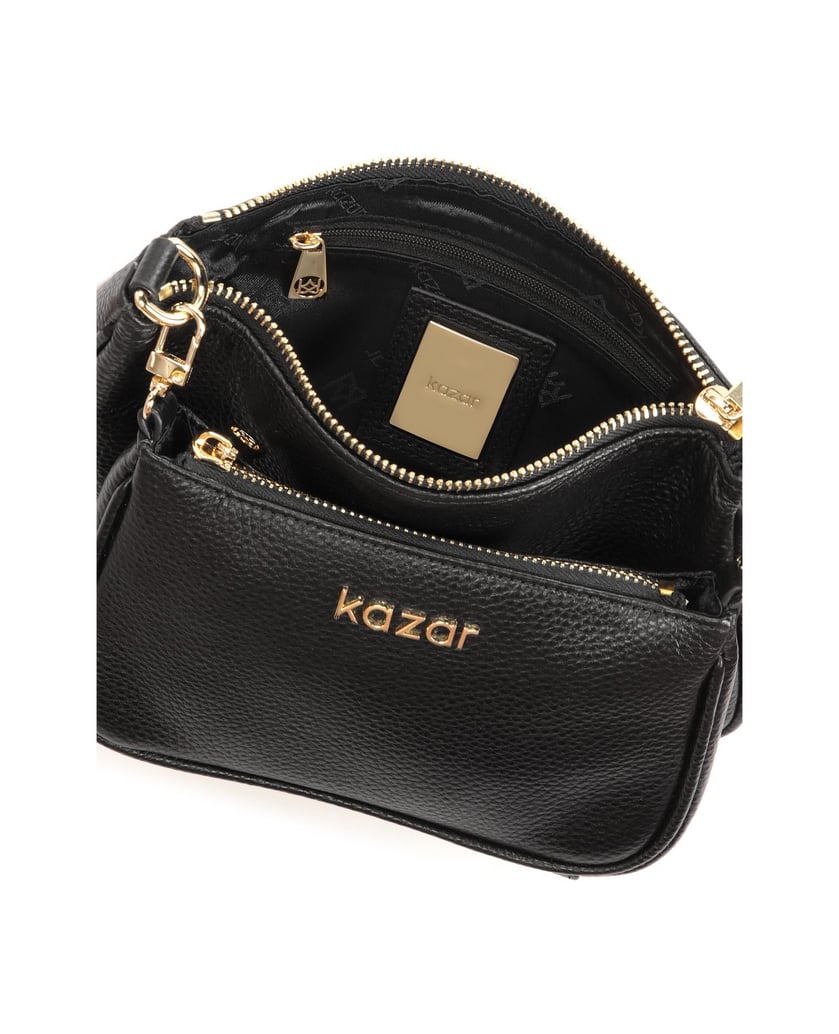 Kazar-Modulare-Lederhandtasche-mit-Textilriemen-schwarz