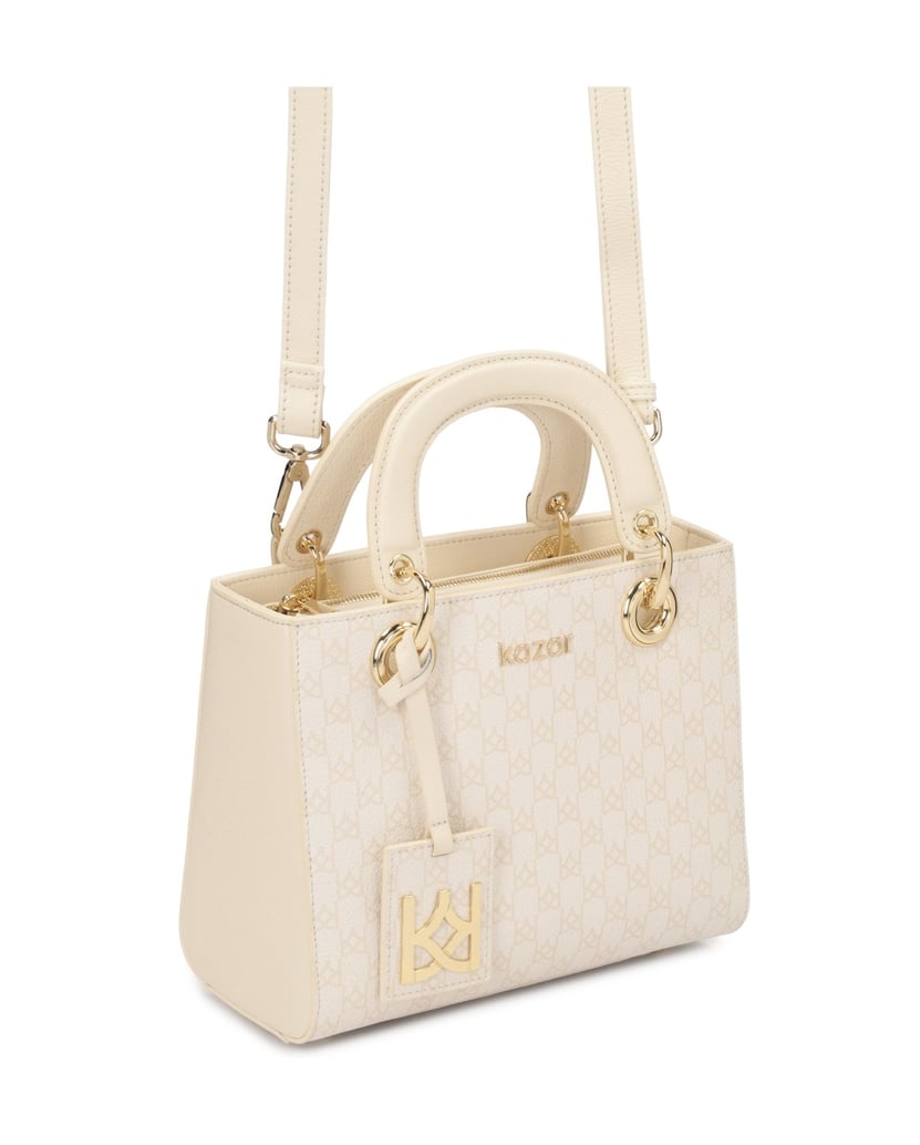 Kazar-Gemusterte-Tasche-aus-hellem-Leder-weiss