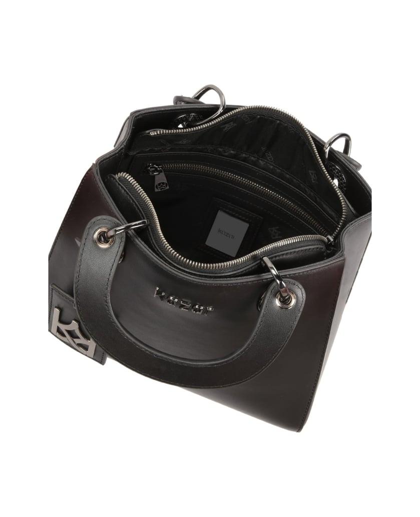 Kazar-Gepolsterte-Lederhandtasche-mit-Griffen-schwarz