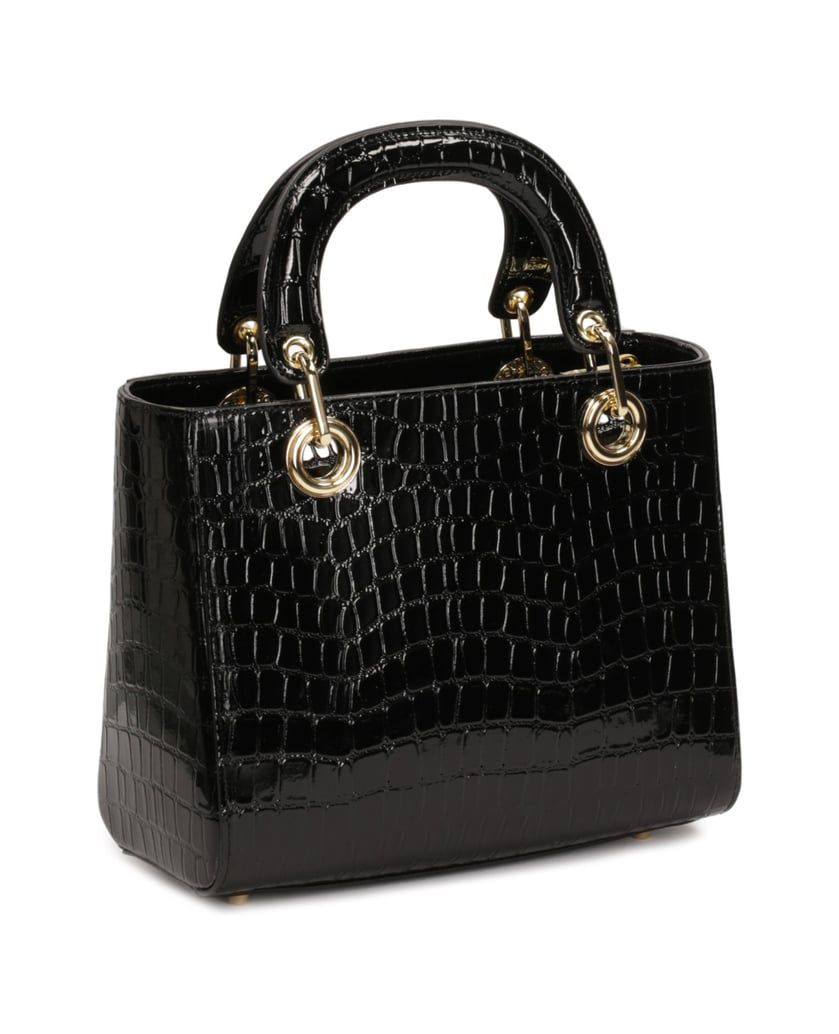 Kazar-Elegante-Lederhandtasche-mit-aufgedruckten-Griffen-schwarz