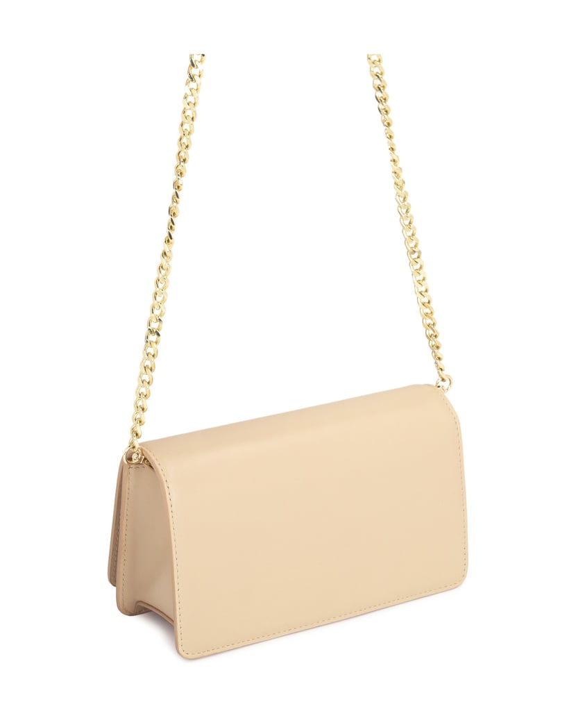 Kazar-Rechteckige-Ledertasche-an-einer-goldenen-Kette-beige