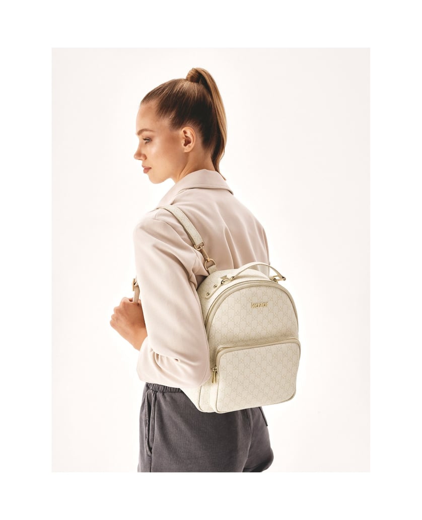 Kazar-Gemusterter-Rucksack-in-neutraler-Farbe-weiss