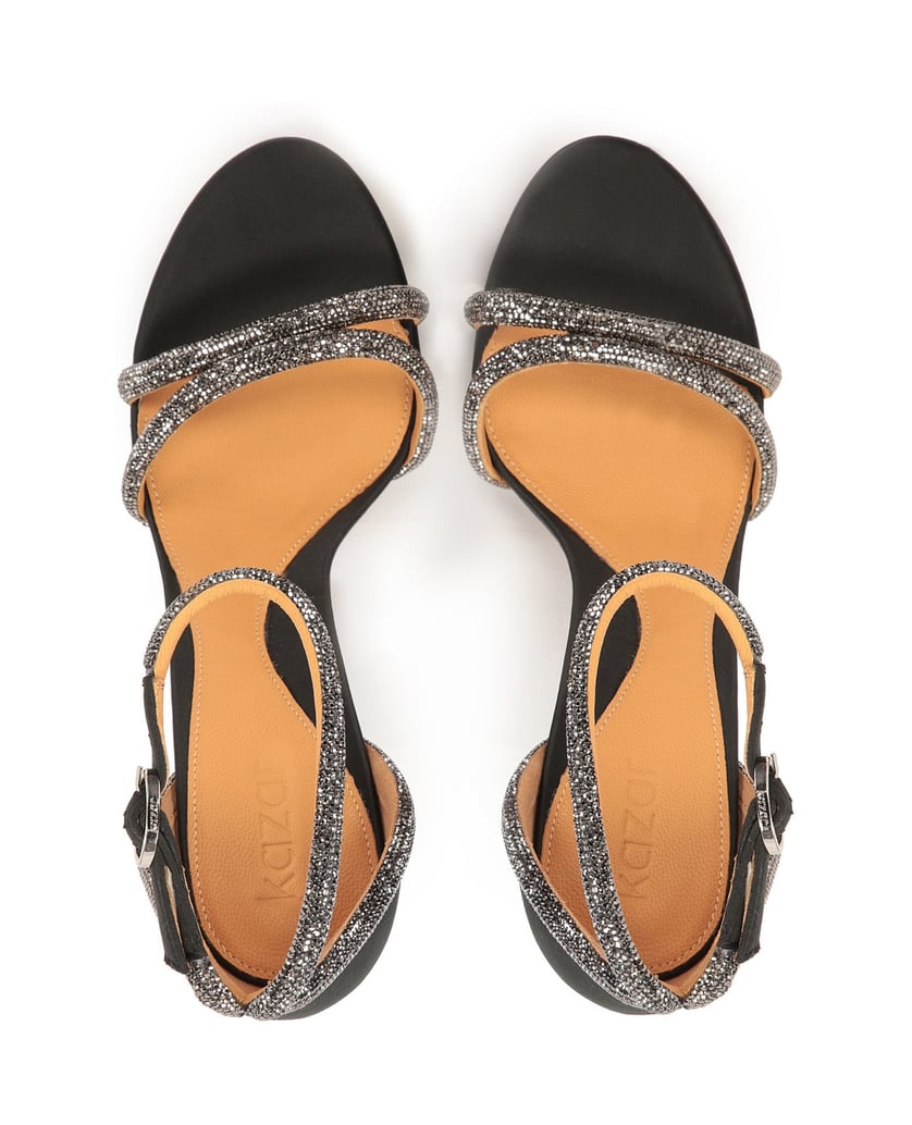 Kazar-Schwarze-Stoffsandalen-mit-Kristallen-verziert-schwarz