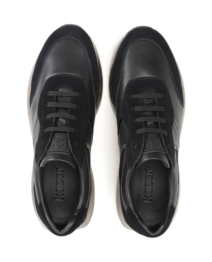 Kazar-Bequeme-Herren-Sneakers-aus-genarbtem-Le