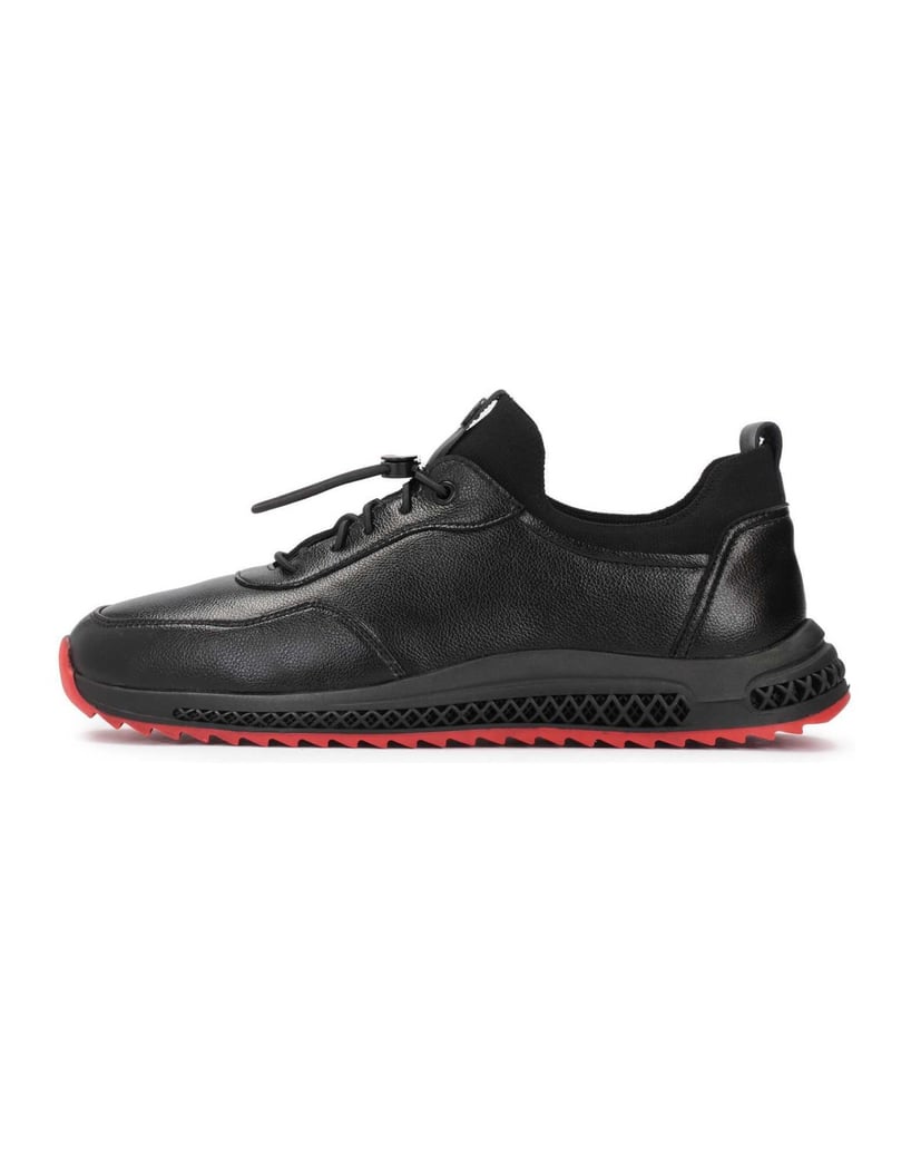 Kazar-Modische-Ledersneaker-mit-interessanter-Sohle-schwarz