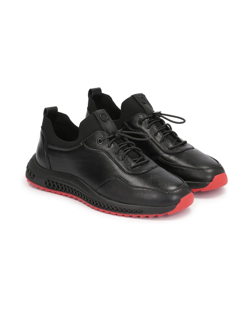 Kazar-Modische-Ledersneaker-mit-interessanter-Sohle-schwarz