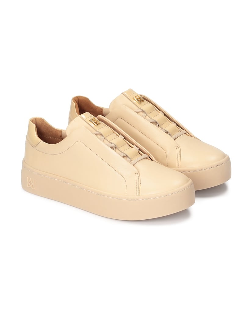 Kazar-Turnschuhe-aus-Leder-mit-gerader-Sohle-beige