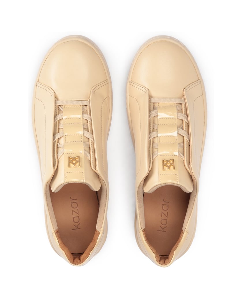 Kazar-Turnschuhe-aus-Leder-mit-gerader-Sohle-beige
