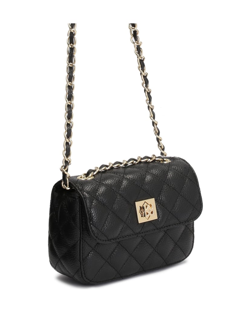 Kazar-Gesteppte-kleine-Ledertasche-mit-einer-Kette-schwarz