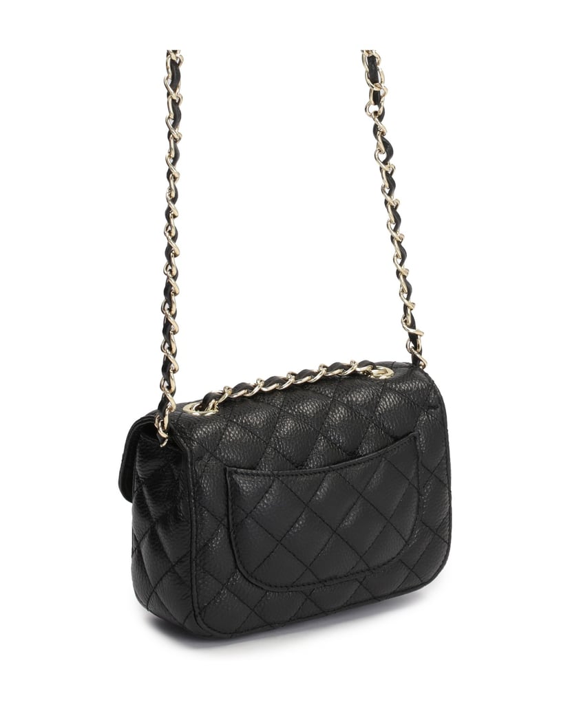 Kazar-Gesteppte-kleine-Ledertasche-mit-einer-Kette-schwarz