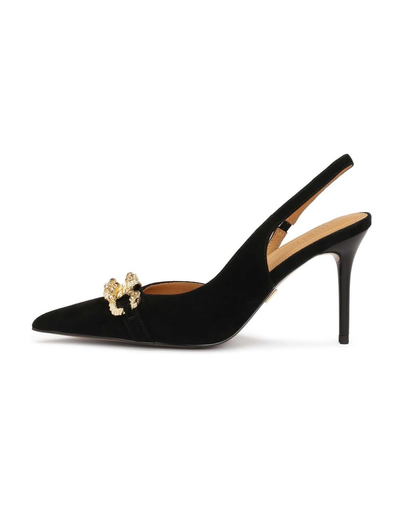 Kazar-Elegante-Wildlederpumps-mit-Kette-verziert-schwarz