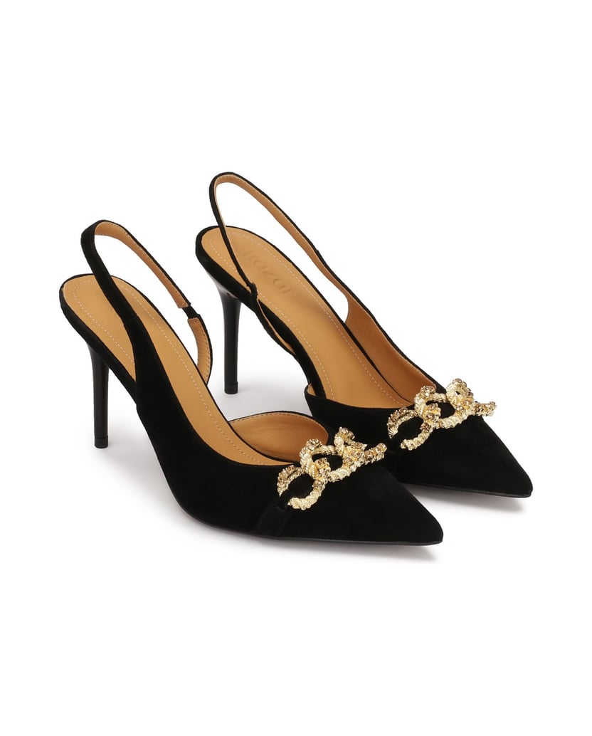 Kazar-Elegante-Wildlederpumps-mit-Kette-verziert-schwarz