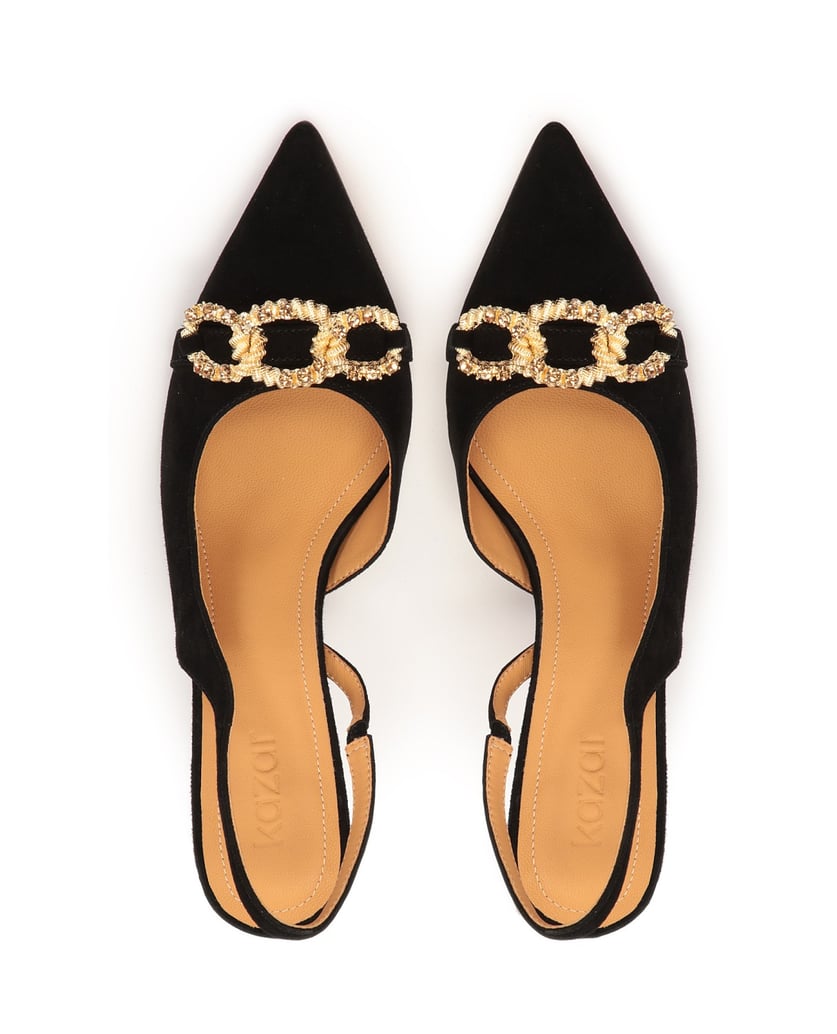 Kazar-Elegante-Wildlederpumps-mit-Kette-verziert-schwarz