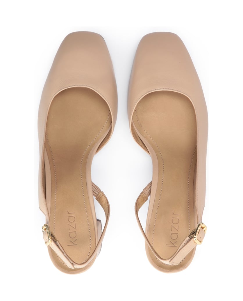 Kazar-Beige-Lederpumps-mit-unbedecktem-Absatz-und-durchgehender-Spitze-beige