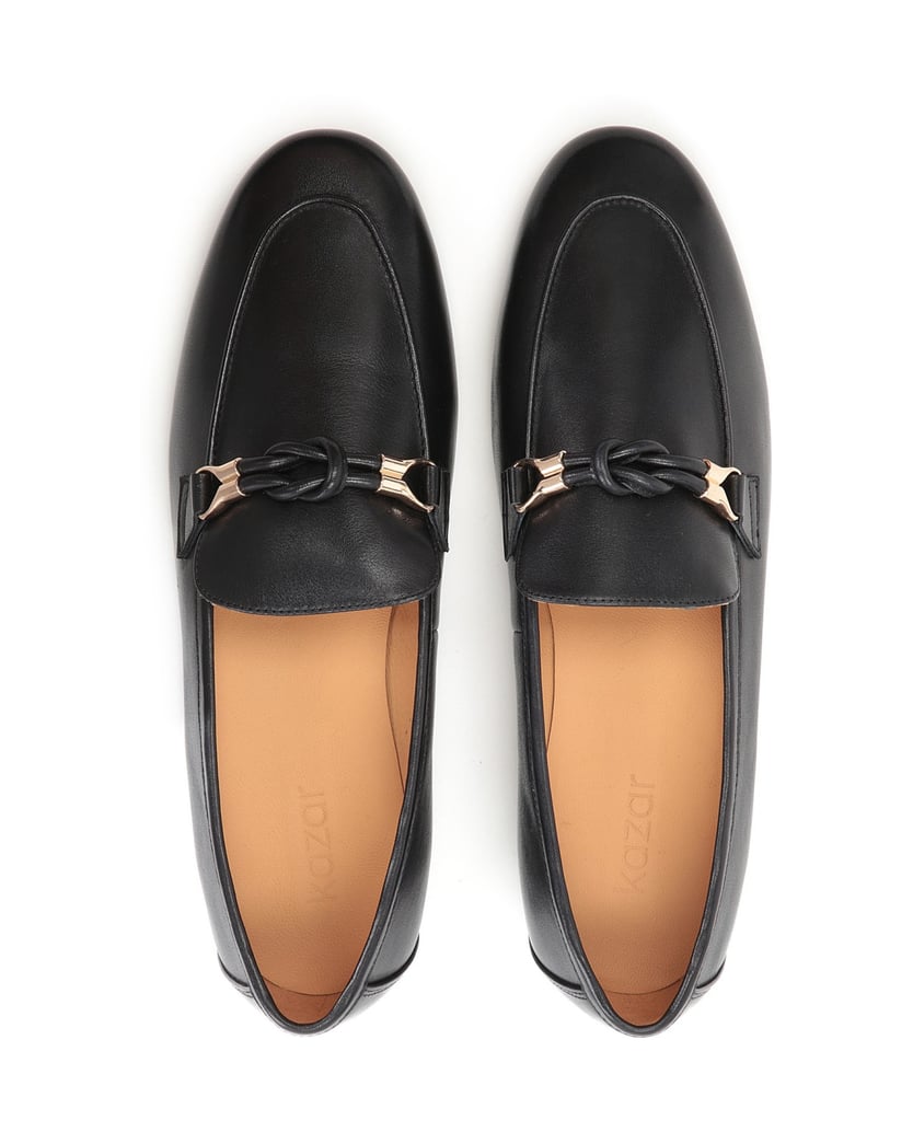 Kazar-Flache-Schuhe-aus-schwarzem-Leder-mit-fl-schwarz