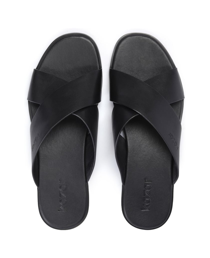 Kazar-Schwarze-Freizeit-Slides-aus-Leder-für-H