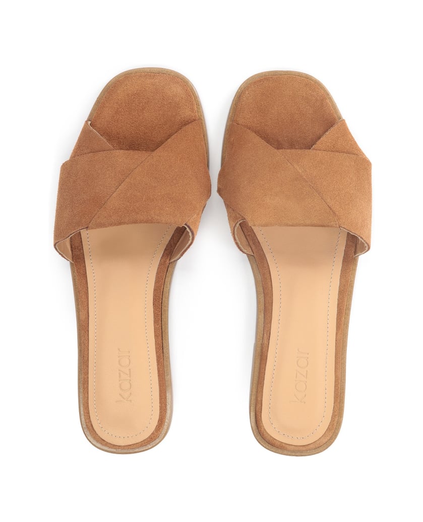 Kazar-Braune,-leichte-und-bequeme-Damen-Gleitschuhe-aus-Wildleder-camel