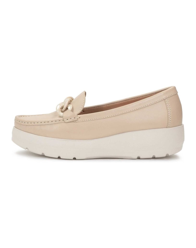 Kazar-Modische-Damen-Mokassins-aus-Leder-mit-dicker-Sohle-beige