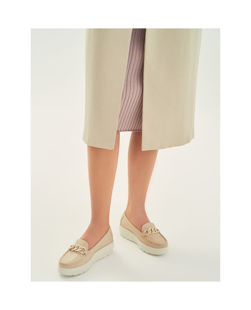 Kazar-Modische-Damen-Mokassins-aus-Leder-mit-dicker-Sohle-beige