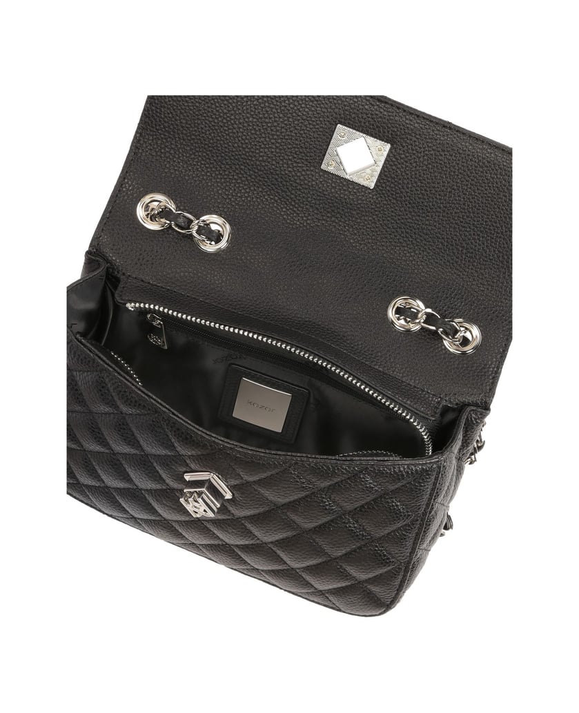 Kazar-Schwarze-gesteppte-Handtasche-mit-Übersc