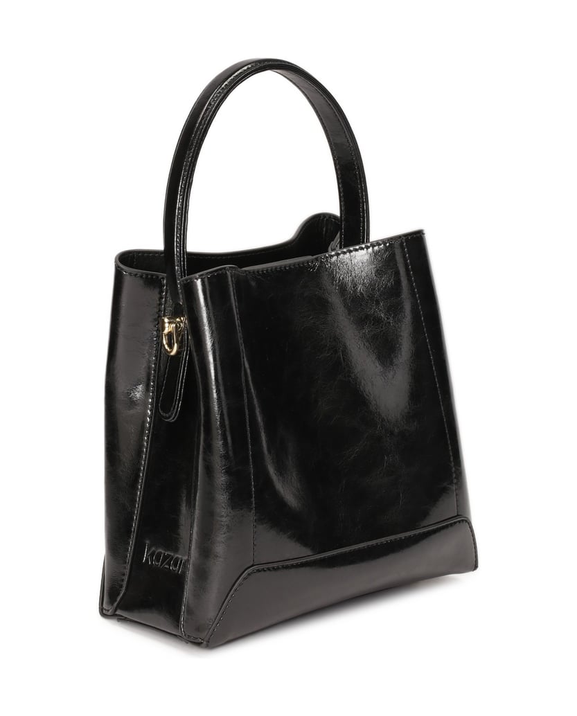 Kazar-Elegante-Handtasche-aus-schwarzem-Vollnarbenleder-schwarz