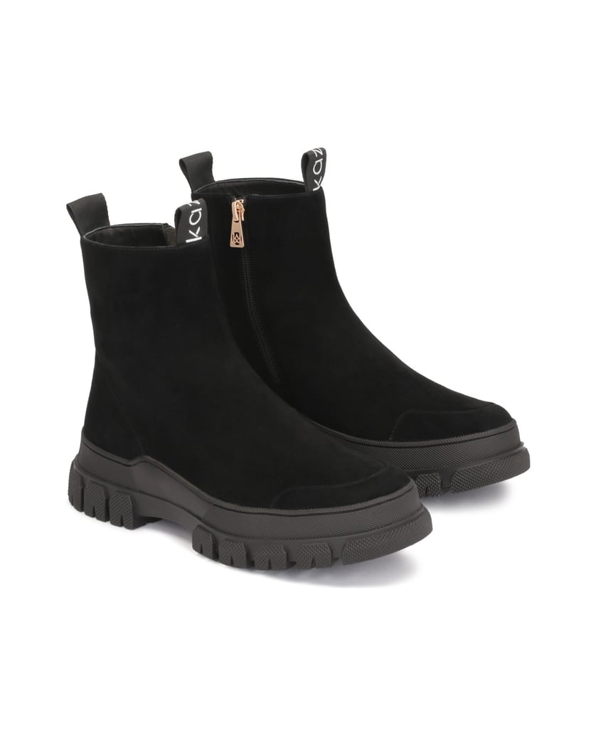 Kazar-Flache-Stiefeletten-aus-Wildleder-mit-einem-Overlay-an-der-Spitze-und-am-Absatz-schwarz