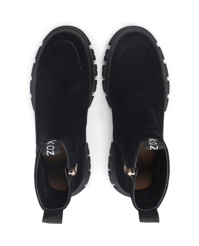 Kazar-Flache-Stiefeletten-aus-Wildleder-mit-einem-Overlay-an-der-Spitze-und-am-Absatz-schwarz