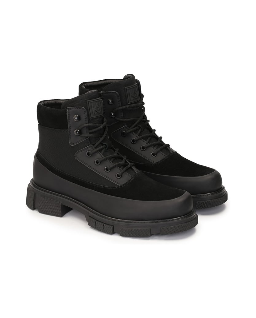 Kazar-Schwarze-solide-Herrenstiefel-mit-hohem-geschnürtem-Schaft-schwarz