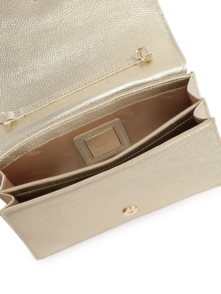 Kazar-Kleine-goldene-Tasche-an-einer-Kette-mit