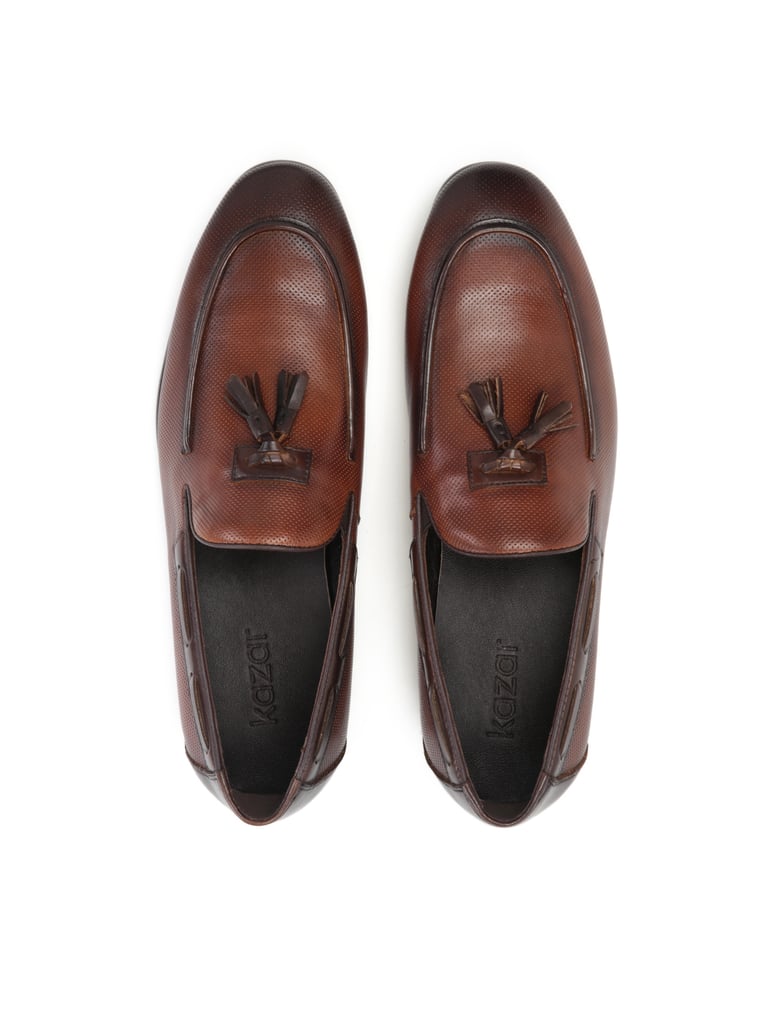 Kazar-Herren-Slipper-aus-braunem-Leder-mit-Qua