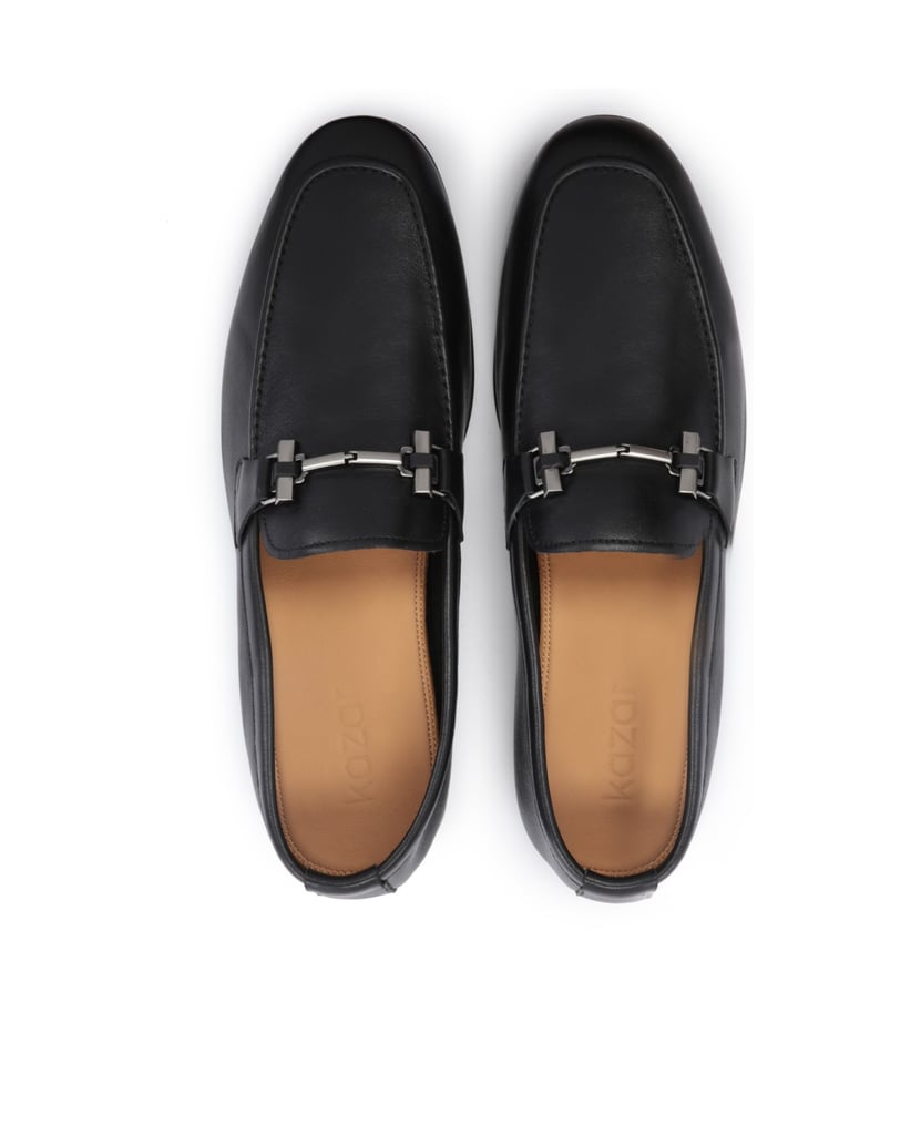Kazar-Schwarze-Herren-Slipper-aus-Leder-mit-Metallverzierung-schwarz
